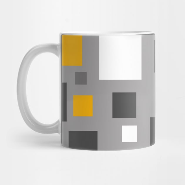 Mustard Yellow and Grey Squares Pixel Polka Dot by OneThreeSix